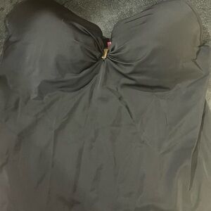 Victorias Secret Bikini Top w/ Push Up Bra Built In Sz 36C Blk